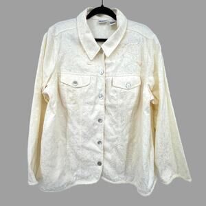 Units Woman Sequin Jacket Women's 2X Embroidered Ivory Romantic Western Feminine